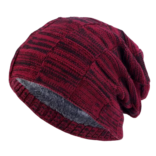 Slouchy Knit Beanie, Double Layer with Fleece Lining, Unisex Winter Hat, Multiple Colors
