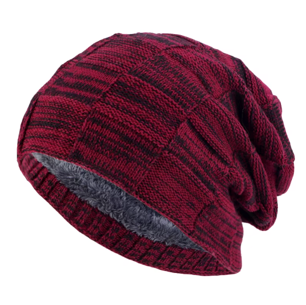 Slouchy Knit Beanie, Double Layer with Fleece Lining, Unisex Winter Hat, Multiple Colors