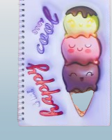 3D Cartoon Ice Cream Spiral Notebook