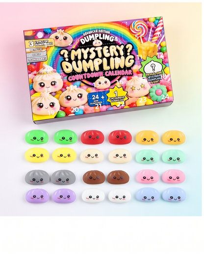 24-Piece Mystery Dumpling Squishy Countdown Advent Calendar – Slow Rise Sensory Fidget Toys