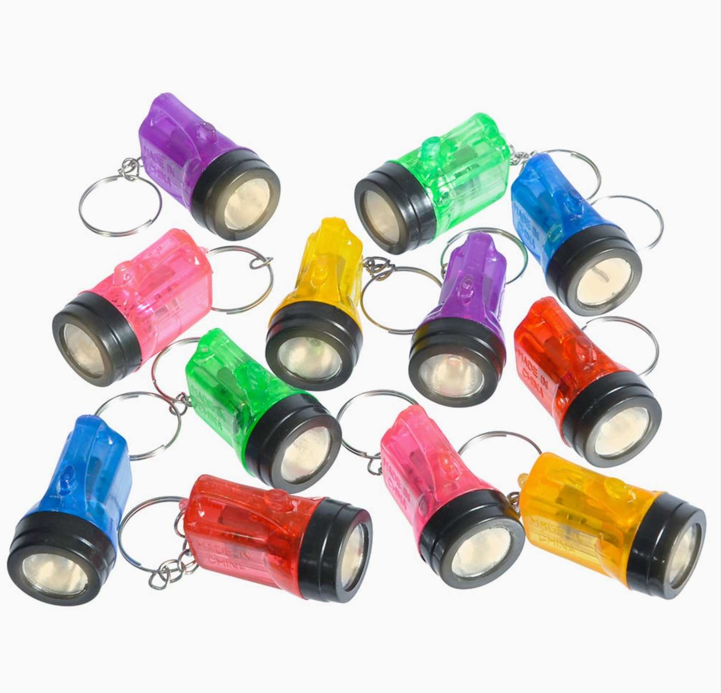 Mini LED Flashlight Keychain Set, 1.5 in Pocket Lights with Key Rings, 2-Pack (Random Colors)