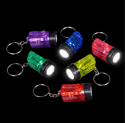 Mini LED Flashlight Keychain Set, 1.5 in Pocket Lights with Key Rings, 2-Pack (Random Colors)