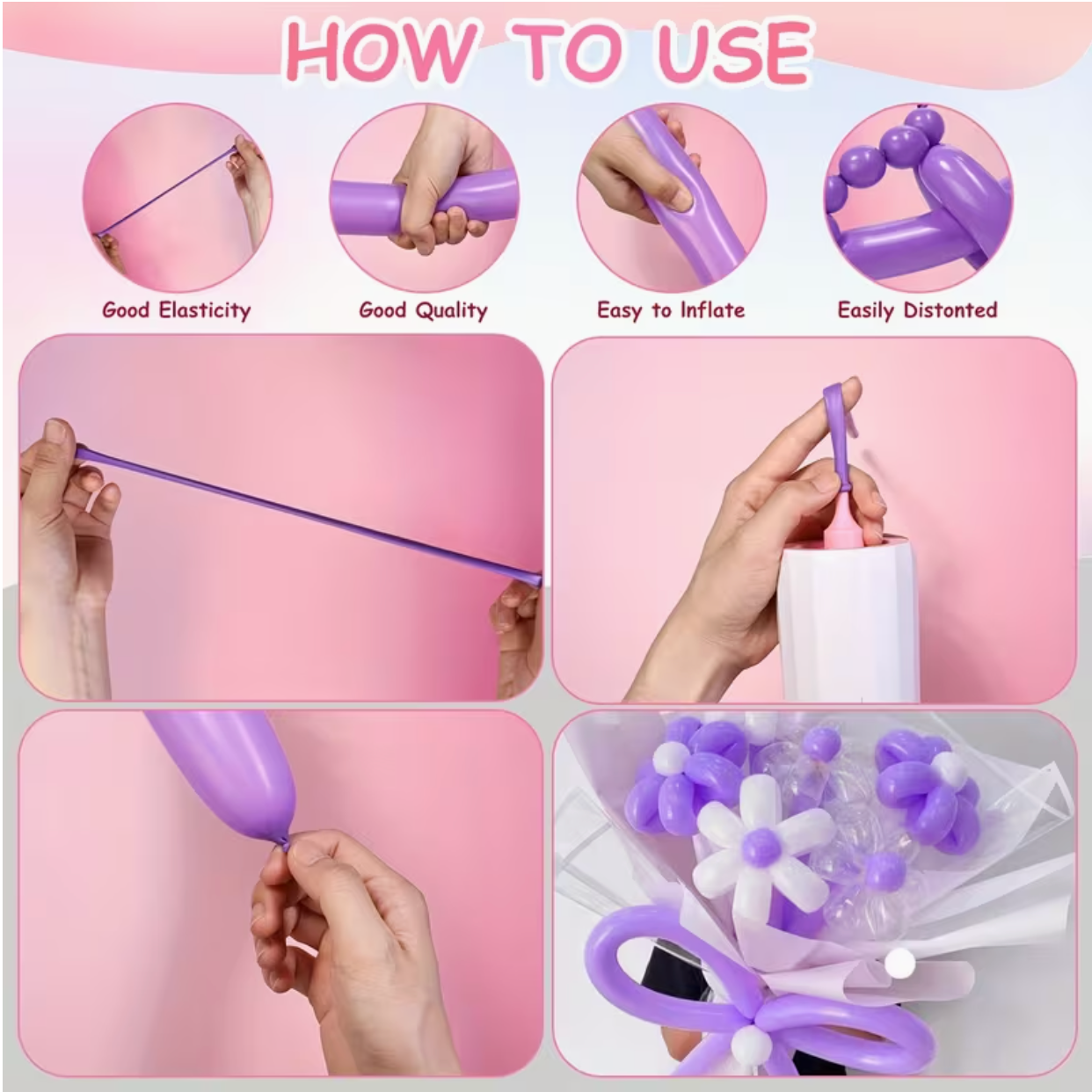 10 Piece Long Twisting Balloons Kit with Pump Party Balloon Set