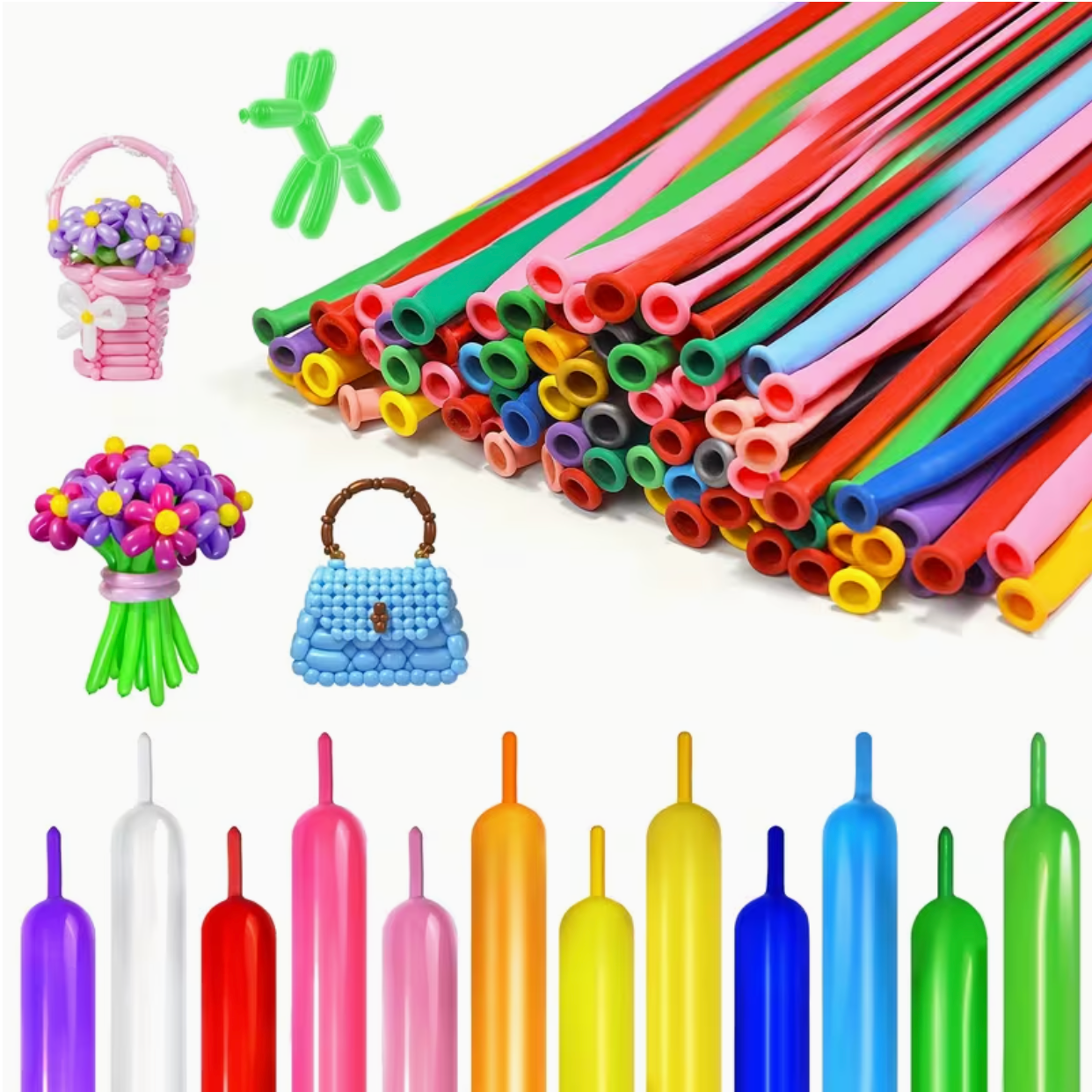 10 Piece Long Twisting Balloons Kit with Pump Party Balloon Set