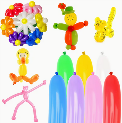 10 Piece Long Twisting Balloons Kit with Pump Party Balloon Set