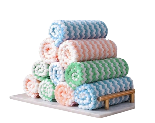 10-Piece Fiber Cleaning Towel Set – Assorted Colors, Reusable & Highly Absorbent