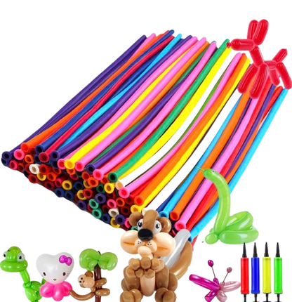 10 Piece Long Twisting Balloons Kit with Pump Party Balloon Set