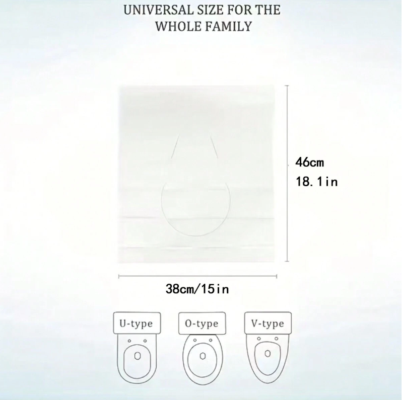 Disposable Toilet Seat Covers – 10 Pack, Water-Soluble Hygienic Travel Toilet Liners