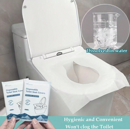 Disposable Toilet Seat Covers – 10 Pack, Water-Soluble Hygienic Travel Toilet Liners