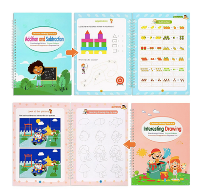 Magic Groove Set Preschool Learning Drawing English Letters Numbers Math 4 Pack