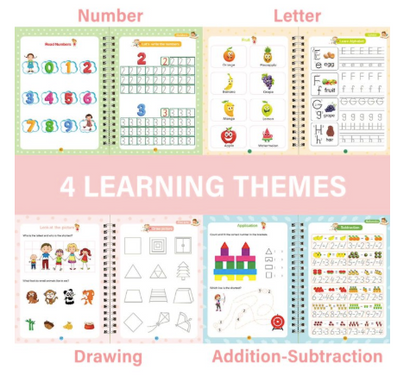 Magic Groove Set Preschool Learning Drawing English Letters Numbers Math 4 Pack
