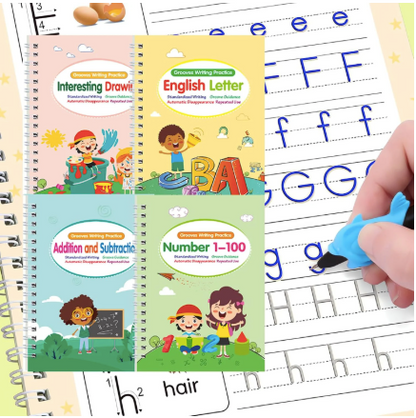 Magic Groove Set Preschool Learning Drawing English Letters Numbers Math 4 Pack
