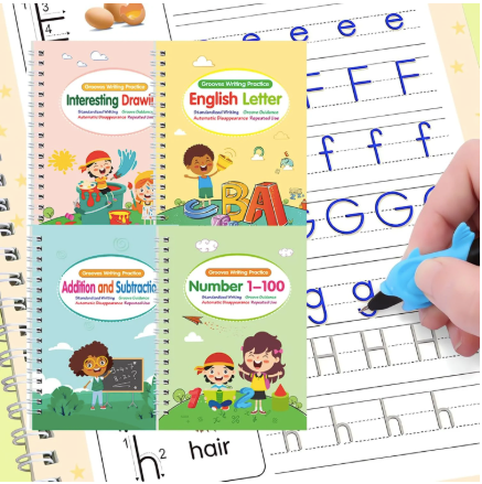 Magic Groove Set Preschool Learning Drawing English Letters Numbers Math 4 Pack