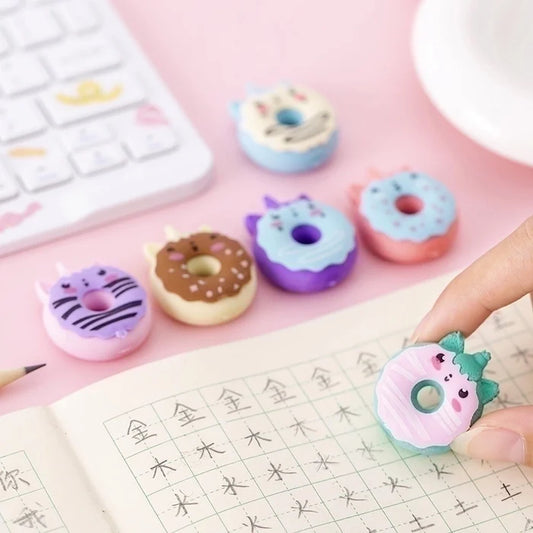 Unicorn Donut Shaped Erasers - 6 Pack
