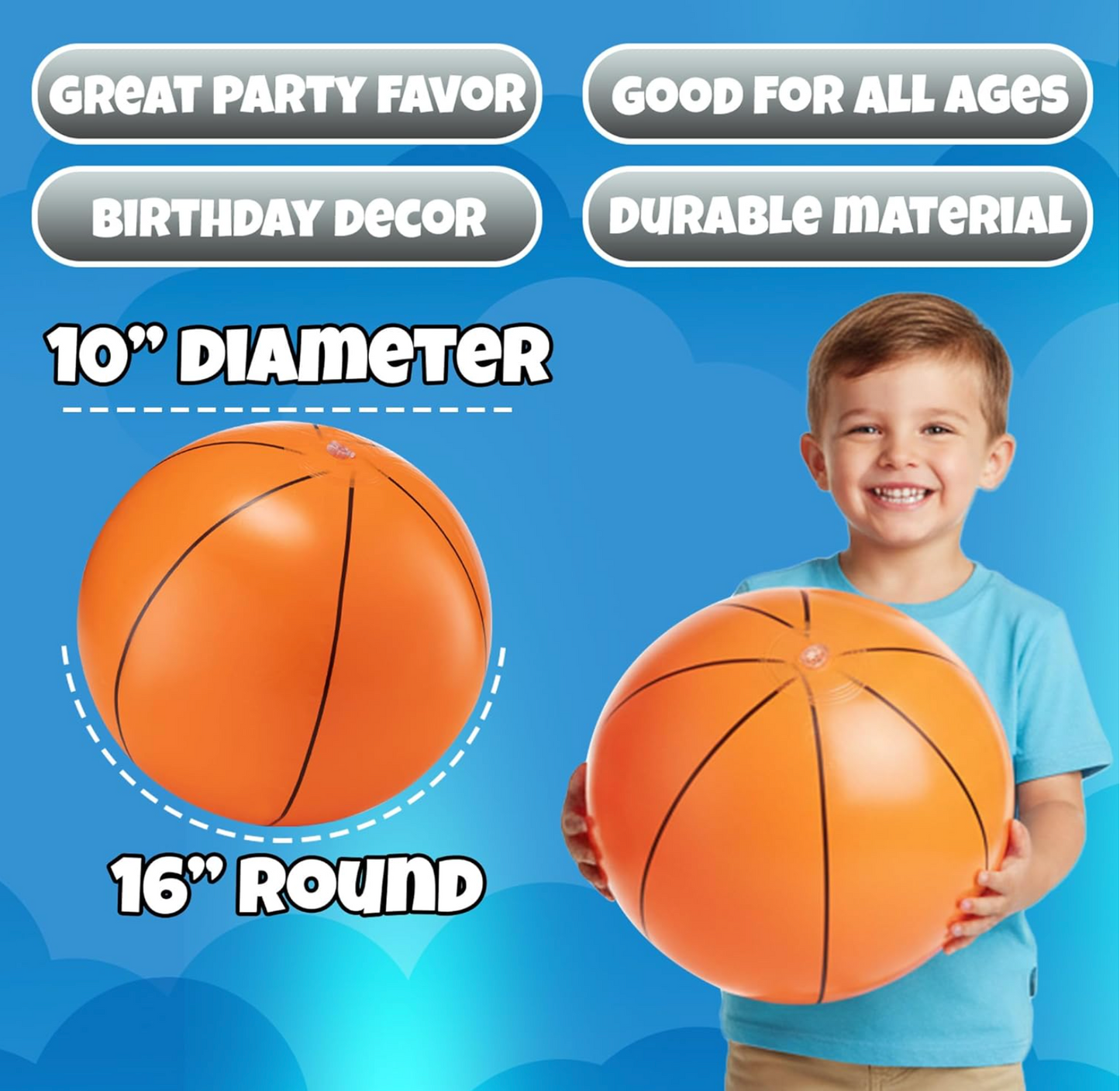 16" Inflatable Basketball Toy, 2-Pack