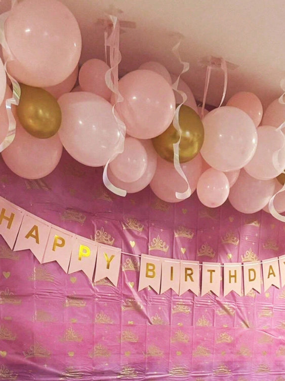 Pink Happy Birthday Paper Pennant Banner – 13-Piece Hanging Party Decoration Set