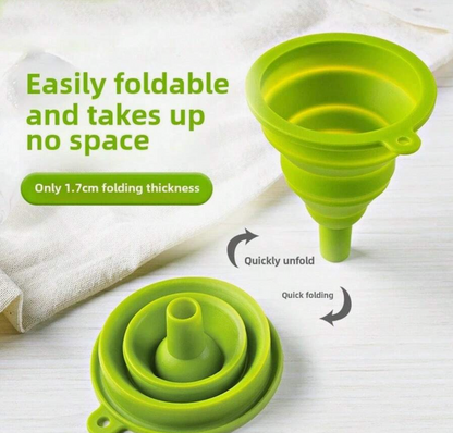 Silicone Collapsible Funnel – Space-Saving Foldable Kitchen Tool for Liquids & Oils