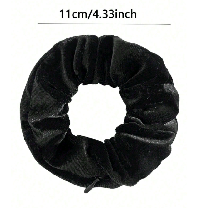 Multi-Functional Zipper Scrunchie Hair Tie with Hidden Storage Pocket – 2-Pack