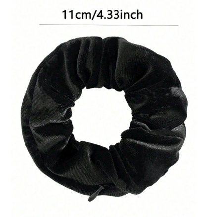 Multi-Functional Zipper Scrunchie Hair Tie with Hidden Storage Pocket – 2-Pack