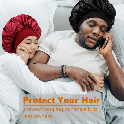 Satin Sleep Bonnet with Wide Elastic Band – Soft Protective Night Cap for Women