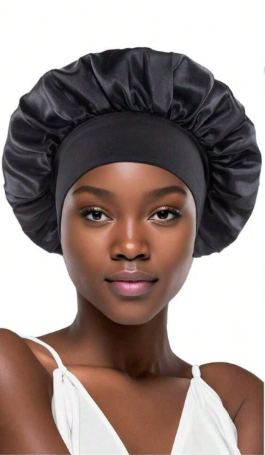 Satin Sleep Bonnet with Wide Elastic Band – Soft Protective Night Cap for Women