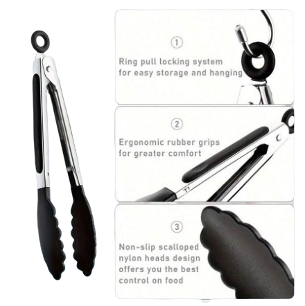 (2-Pack) 7-Inch Mini Kitchen Tongs with Heat-Resistant Nylon Tips