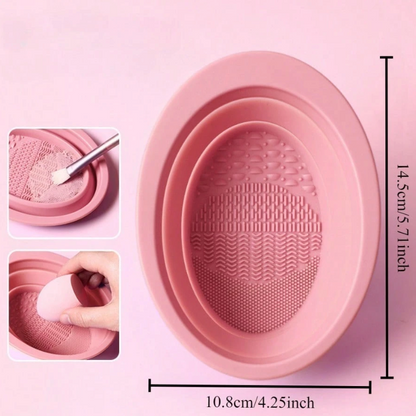 Makeup Powder Puff Cleaning Washing Bowl – Foldable Silicone Brush & Beauty Sponge Cleaner