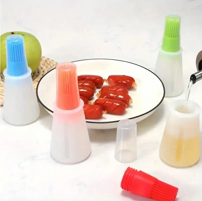 Silicone Oil Bottle with Built-In Basting Brush – Refillable Kitchen Oil Dispenser for Cooking, Grilling & Baking