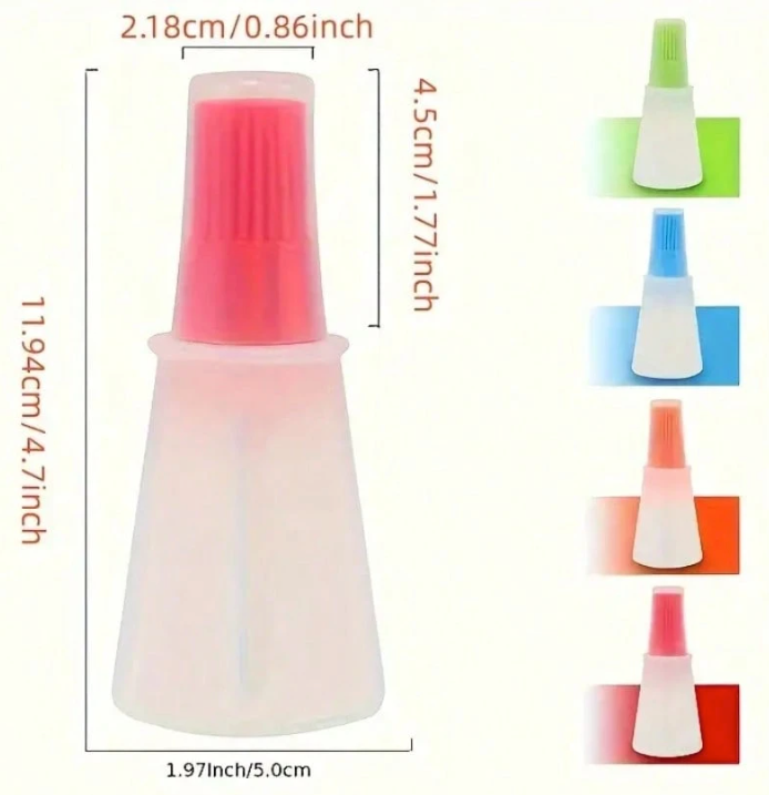 Silicone Oil Bottle with Built-In Basting Brush – Refillable Kitchen Oil Dispenser for Cooking, Grilling & Baking