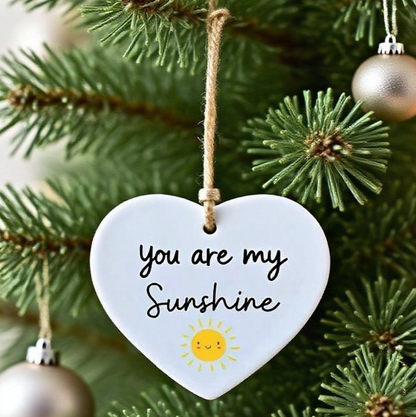 White Heart Acrylic Car Pendant – “You Are My Sunshine” Hanging Decor