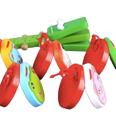 Safe Haven & CO Wooden Animal Castanets – Fun Musical Percussion Toy for Kids