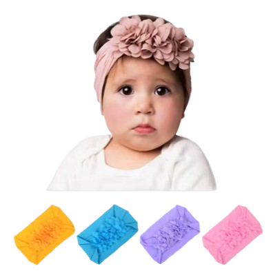 Safe Haven & CO Soft Stretchy Baby Headbands – Floral Turban Hair Wraps for Girls (0–12 Months)