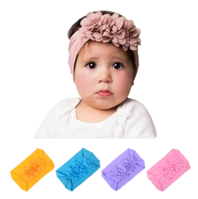 Soft Stretchy Baby Headbands – Floral Turban Hair Wraps for Girls / 0-12 Months