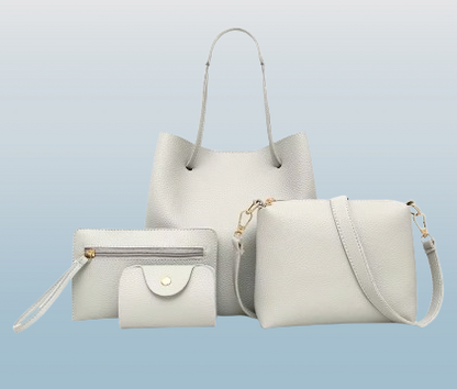 Women's 4-Piece Matching Handbag Set – Tote, Shoulder Bag, Clutch & Wallet