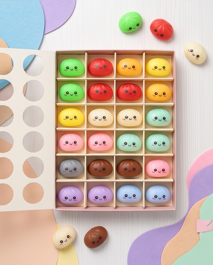 24-Piece Mystery Dumpling Squishy Countdown Advent Calendar – Slow Rise Sensory Fidget Toys