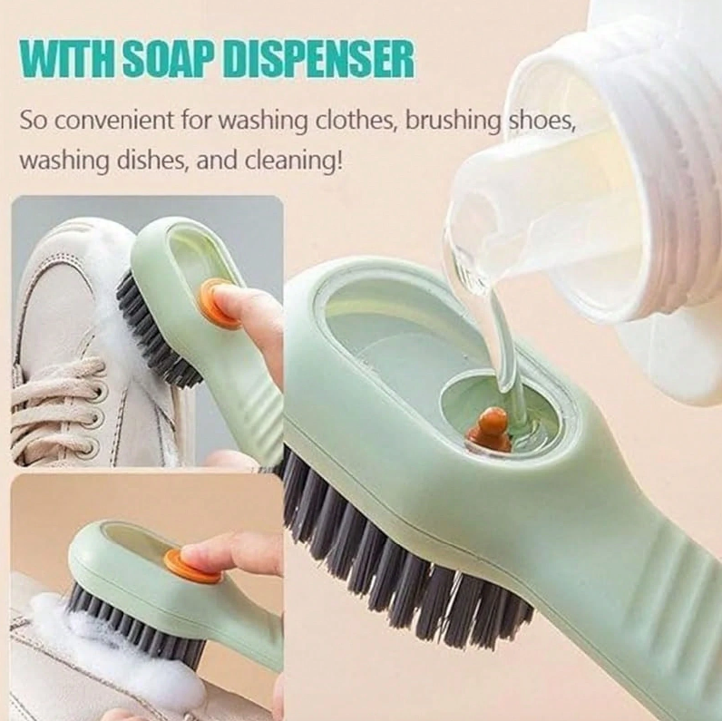 2-in-1 Multifunction Cleaning Brush with Soap Dispenser – Liquid-Injecting Scrub Brush for Clothes & Shoes