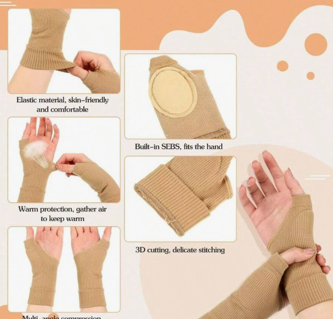 2-Pack Gel Pad Thumb Fingerless Compression Gloves for Joint Support