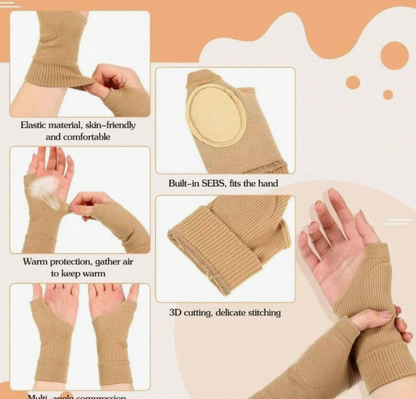 2-Pack Gel Pad Thumb Fingerless Compression Gloves for Joint Support
