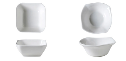 Elegant Mini Dipping Bowls, Square and Wavy Edge, 2 Pack