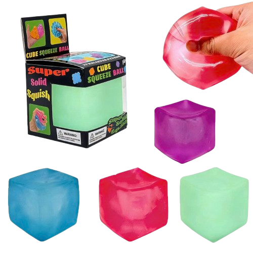 2-Inch (2-Pack) Ice Cube Stress Relief Toy – Press-and-Squeeze Sensory Fidget Cube