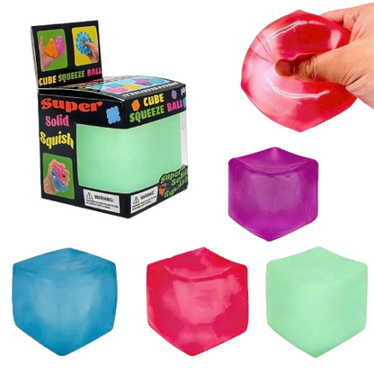 2-Inch (2-Pack) Ice Cube Stress Relief Toy – Press-and-Squeeze Sensory Fidget Cube