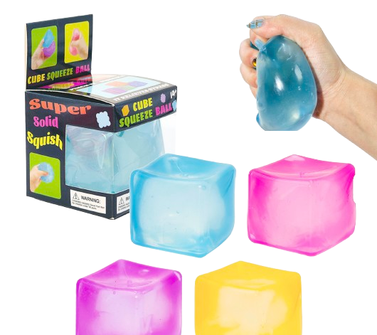 2-Inch (2-Pack) Ice Cube Stress Relief Toy – Press-and-Squeeze Sensory Fidget Cube