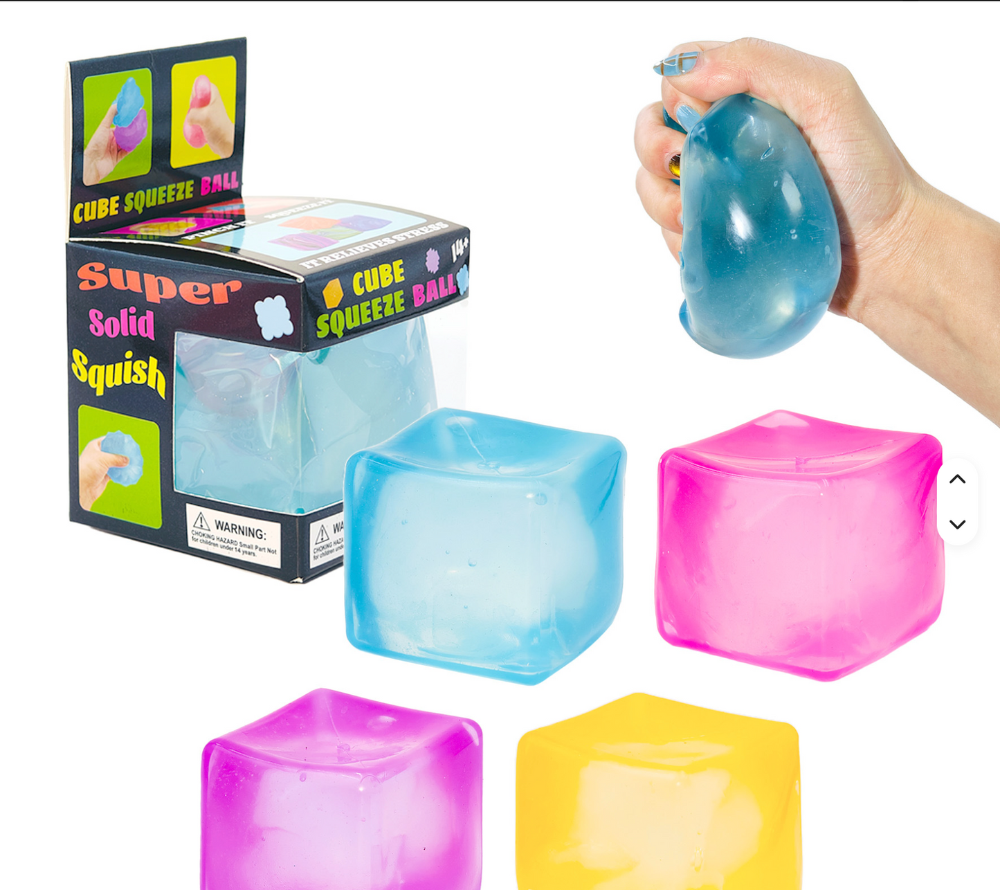 2-Inch Ice Cube Stress Relief Toy – Press-and-Squeeze Sensory Fidget Cube