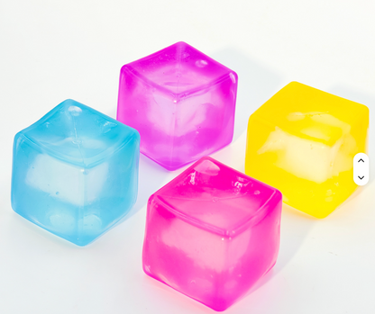 2-Inch Ice Cube Stress Relief Toy – Press-and-Squeeze Sensory Fidget Cube