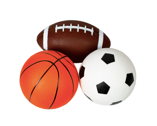 3-Pack Easy Grip Sports Balls Set – Football, Basketball & Soccer Ball
