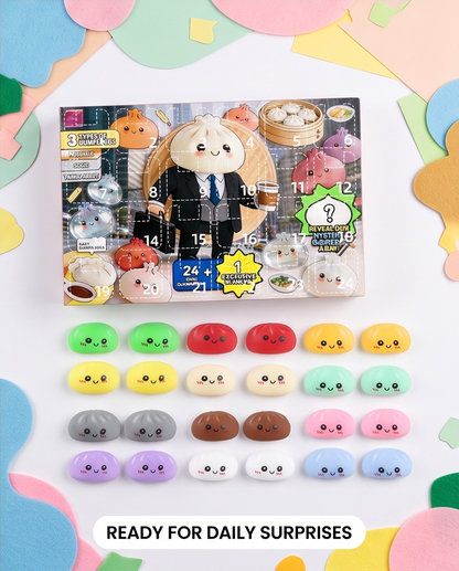 24-Piece Mystery Dumpling Squishy Countdown Advent Calendar – Slow Rise Sensory Fidget Toys