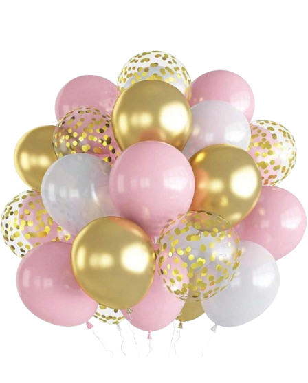 Pink, White & Gold Metallic Party Balloons Set – 30-Piece Assorted Latex Balloon Pack (12 Inch)