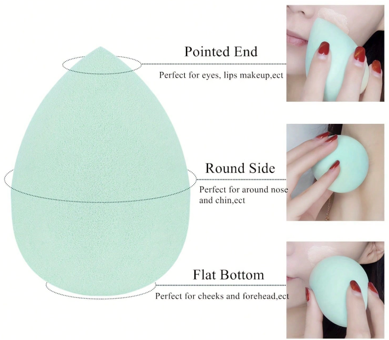 Multi-purpose Blending Sponges Teardrop Shape Latex-Free Smooth Blending Assorted Colors 4-Piece Set
