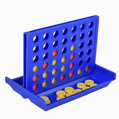 Mini Four-in-A-Row Strategy Game for Kids, Portable Tabletop Travel Toy, Ages 3+, 4.5-Inch Board