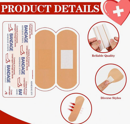 40 Pcs Waterproof Adhesive Bandages – Assorted Shapes & Sizes with Cushioning Pads, Flexible PE Material, Individually Packaged